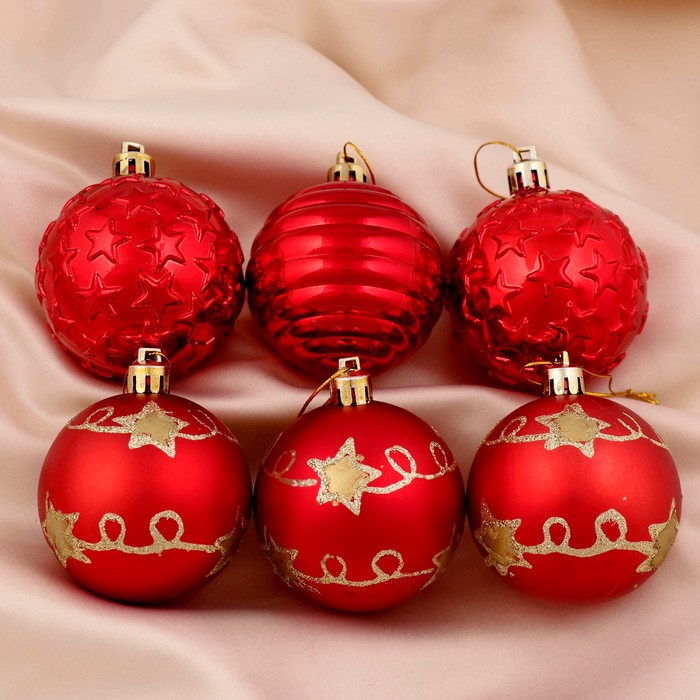 Новогодние шары "Элит" (набор 12 шт.), красные