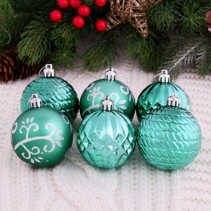 Новогодние шары "Элит" (набор 12 шт.), зелёные