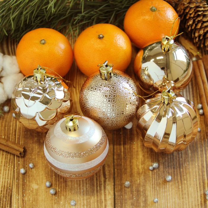 Новогодние шары "Элит" (набор 20 шт.), золотые