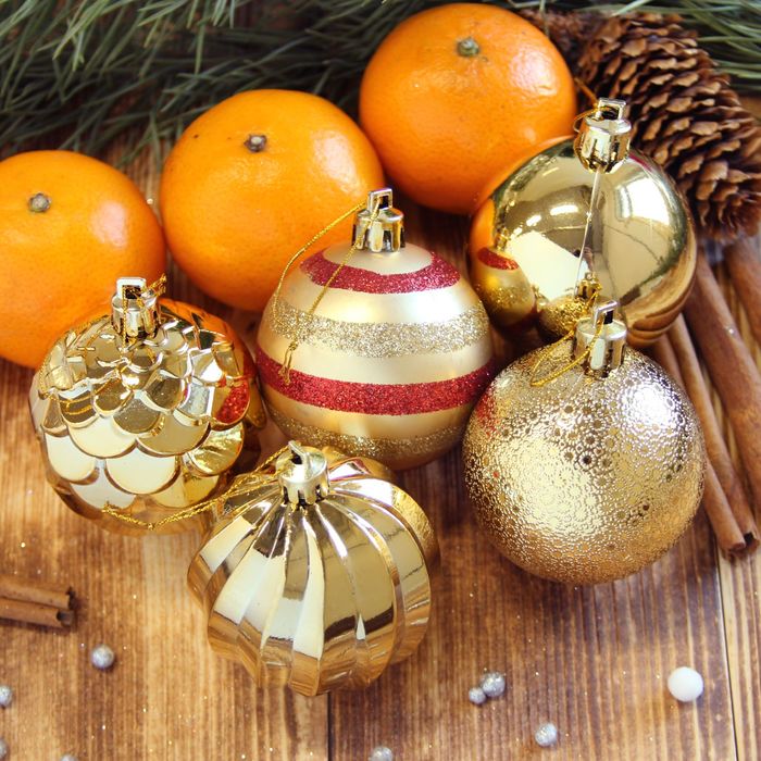 Новогодние шары "Элит" (набор 20 шт.), золотые