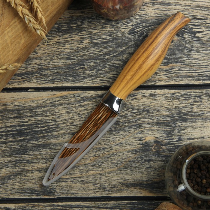 Нож с антиналипающим покрытием "Дерево" лезвие 8,5 см, цвета МИКС