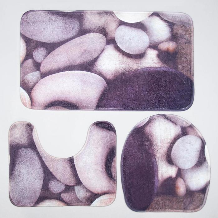 Набор ковриков для ванной и туалета "Камни" 3 шт