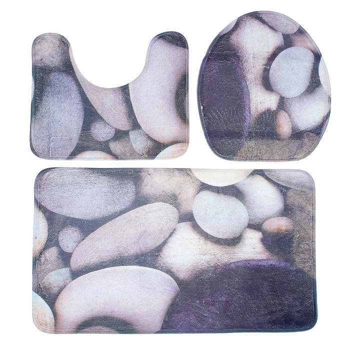 Набор ковриков для ванной и туалета "Камни" 3 шт