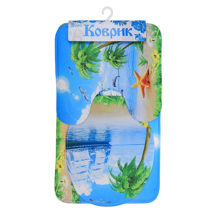 Набор ковриков для ванной и туалета "Пляж" 3 шт