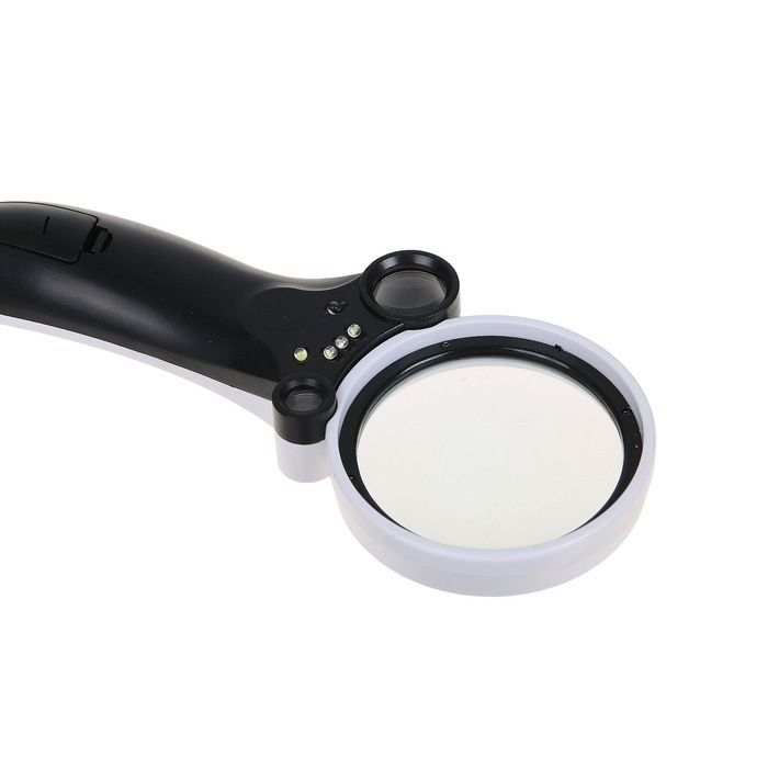 Лупа 2.5-5.5х и 8х, d=6 см TH-600600H, с ручкой изгиб, с подсветкой, белая, 9х3х20 см