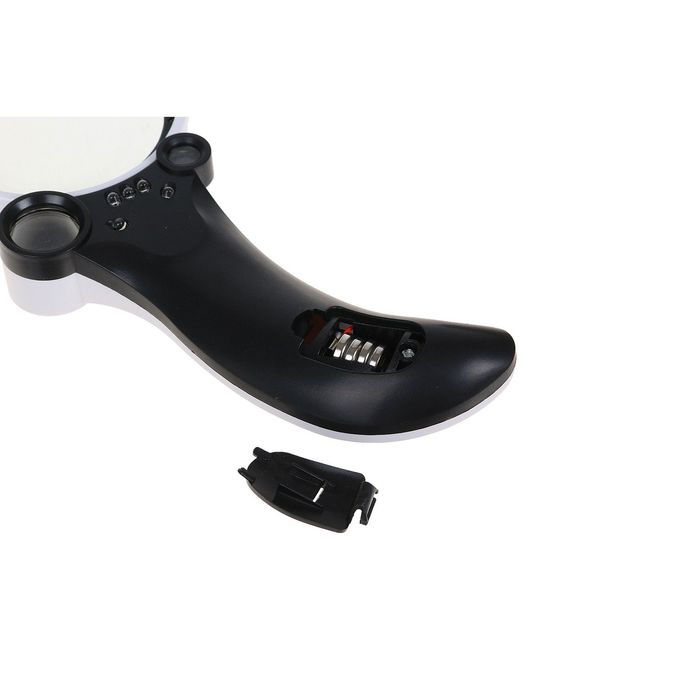 Лупа 2.5-5.5х и 8х, d=6 см TH-600600H, с ручкой изгиб, с подсветкой, белая, 9х3х20 см