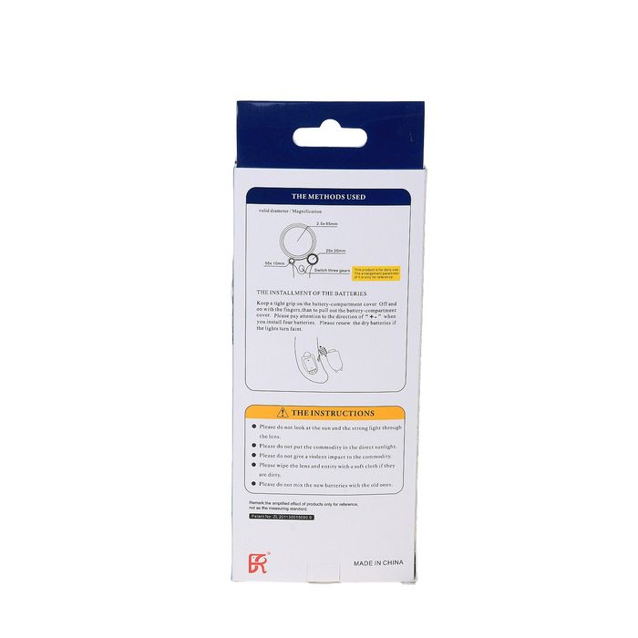 Лупа 2.5-5.5х и 8х, d=6 см TH-600600H, с ручкой изгиб, с подсветкой, белая, 9х3х20 см