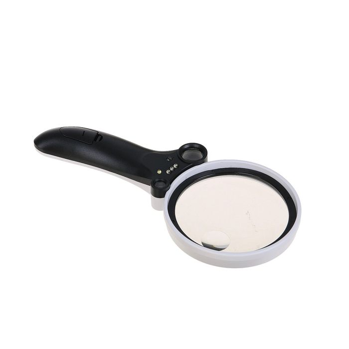 Лупа 2.5х d=8.5х, 25х d=2 см (2 шт.), 55x d=1 см TH-600600CH, ручка изгиб, LED, 11х22 см