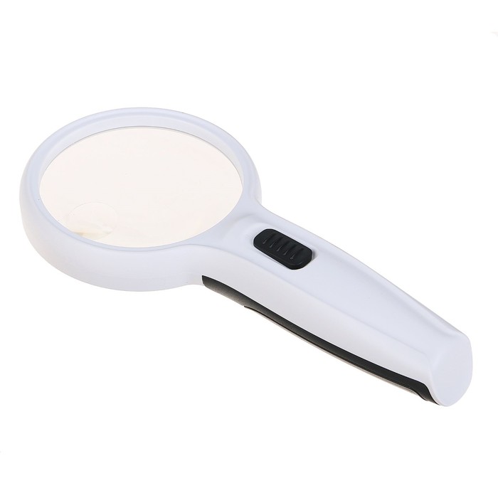Лупа 4,5x, d=7.5 см TH-609, с прямой ручкой, с подсветкой, белая, 9х3,5х20 см