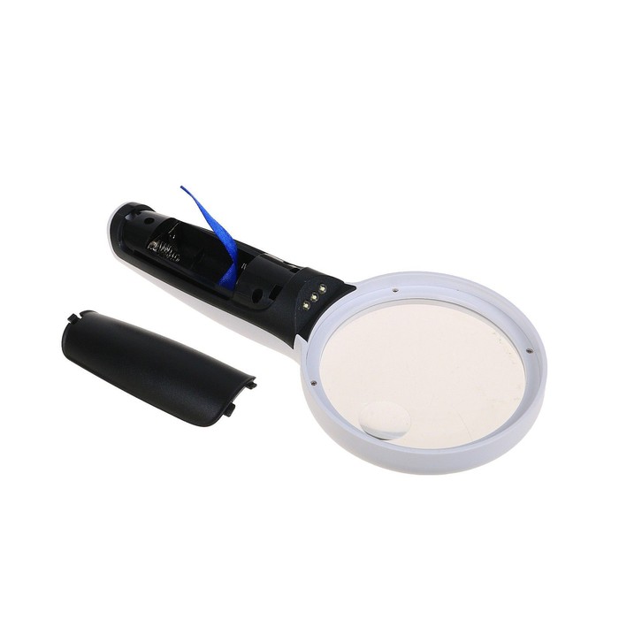 Лупа 4,5x, d=7.5 см TH-609, с прямой ручкой, с подсветкой, белая, 9х3,5х20 см