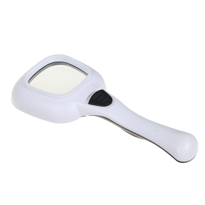 Лупа 3x, d=5 см TH-600558Н, с прямой ручкой, с подсветкой, белая, 8.5х3х20 см
