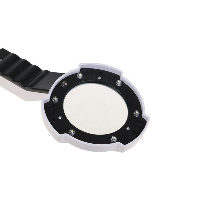 Лупа 6х, d=6 см TH-600557Н, с прямой ручкой, компас, с подсветкой, белая, 10х6х24 см