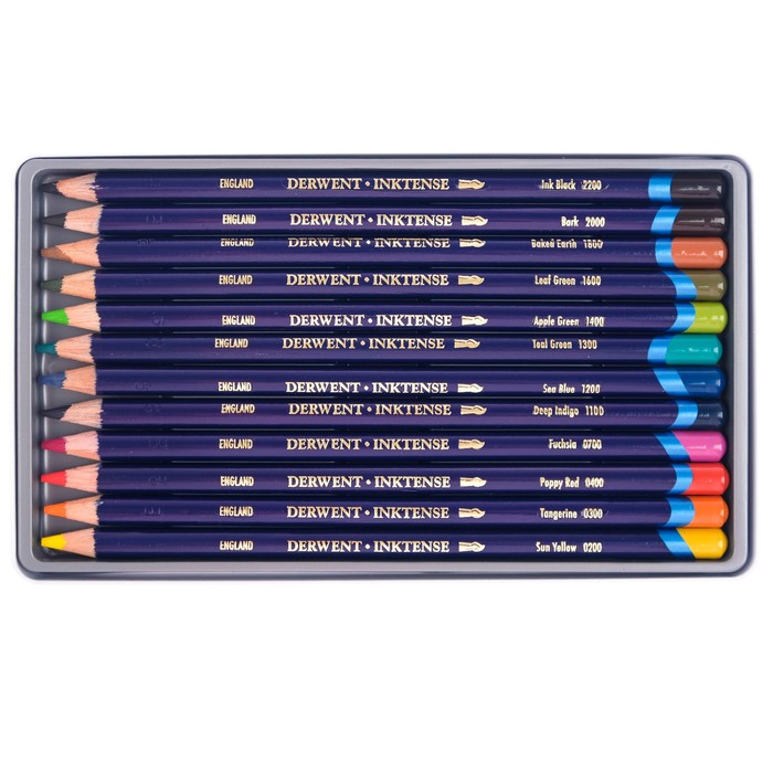 Карандаши художественные акварельные Derwent Inktense 12цв Чернильные мет.кор 0700928