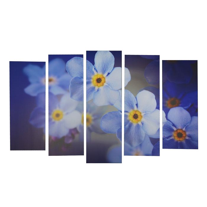 Модульная картина на подрамнике "Голубые цветы", 2 шт. — 21×54, 2 шт. — 21×61, 1 шт. — 21×68 см, 105×68