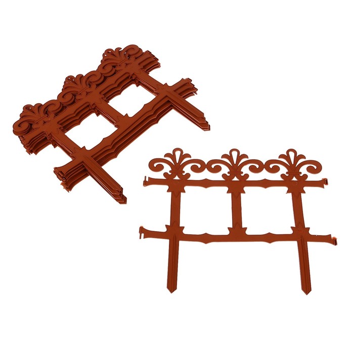 Ограждение декоративное, 33 х 267 см, 7 секций, пластик, терракотовое, «Роскошный сад»