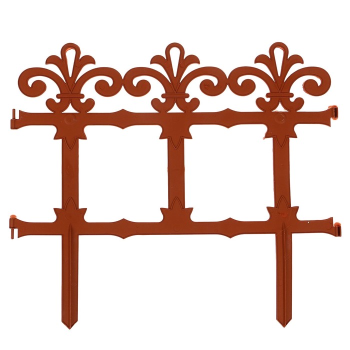Ограждение декоративное, 33 х 267 см, 7 секций, пластик, терракотовое, «Роскошный сад»