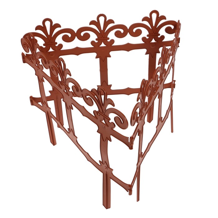 Ограждение декоративное, 33 х 267 см, 7 секций, пластик, терракотовое, «Роскошный сад»