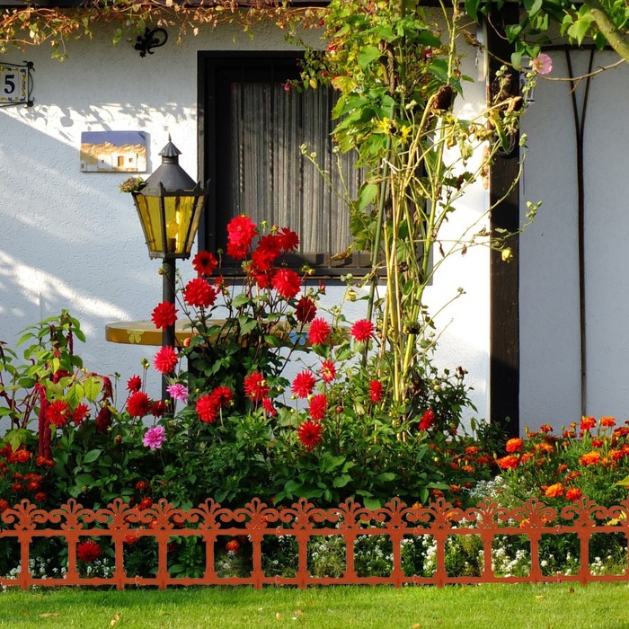 Ограждение декоративное, 33 х 267 см, 7 секций, пластик, терракотовое, «Роскошный сад»
