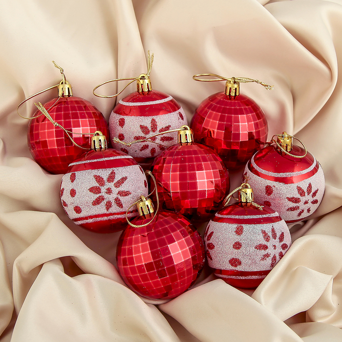 Новогодние шары "Призма" (набор 12 шт.), красные