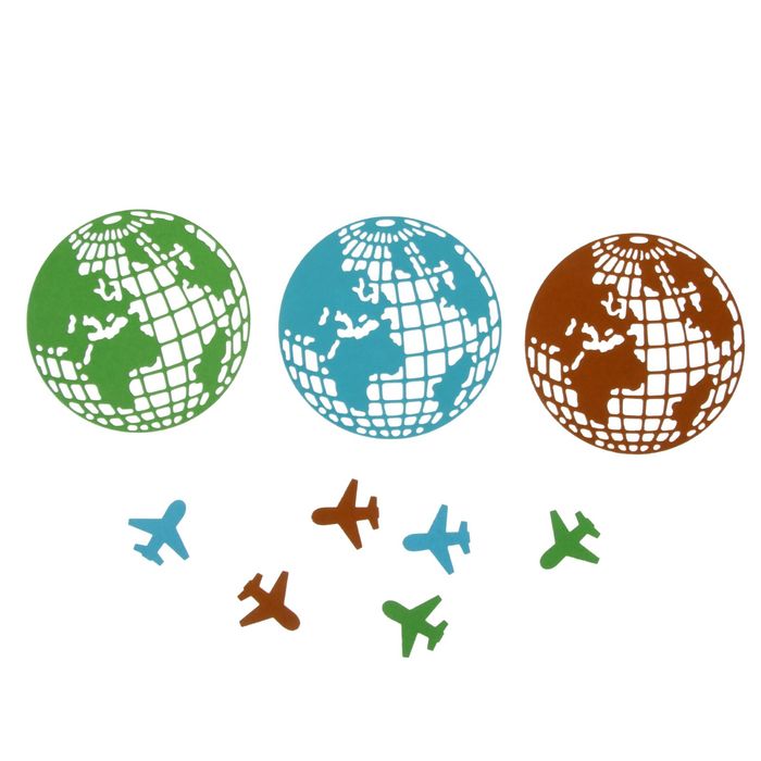 Фигурные вырубки "Земной шар и самолеты" набор 9 шт., МИКС (QS-A-10006-01)