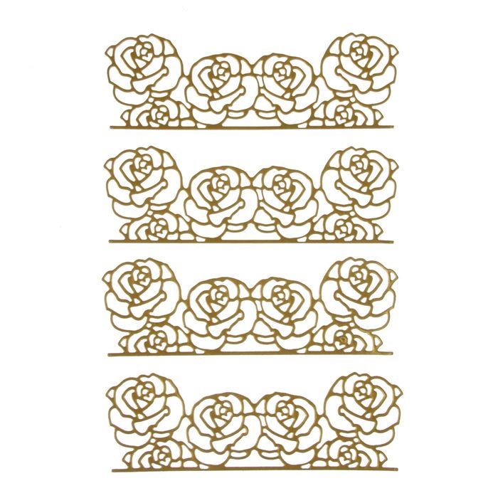 Фигурные вырубки "Бордюры из роз-2" набор 4 шт., 11,5х4 см, золото (QS-A-12002-02M)