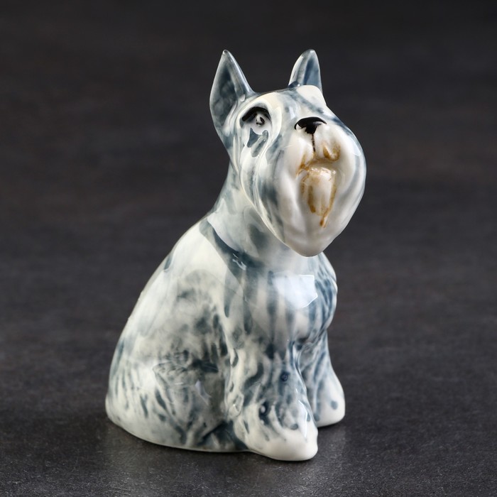Статуэтка фарфоровая "Миттельшнауцер серый", 8 см, авторская роспись