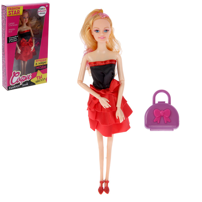 Кукла модель шарнирная "Софи Fashion look" в платье с бантом, с аксессуарами
