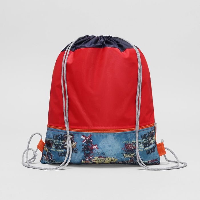 Мешок для обуви на шнурке, 1 отдел, наружный карман, МИКС