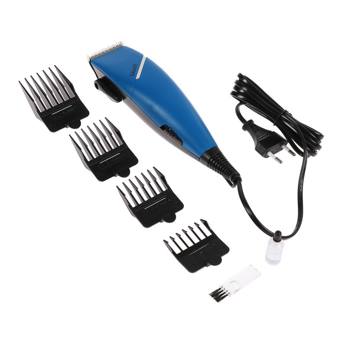 Машинка для стрижки Galaxy GL 4102, 15 Вт, 4 насадки, от сети, синяя