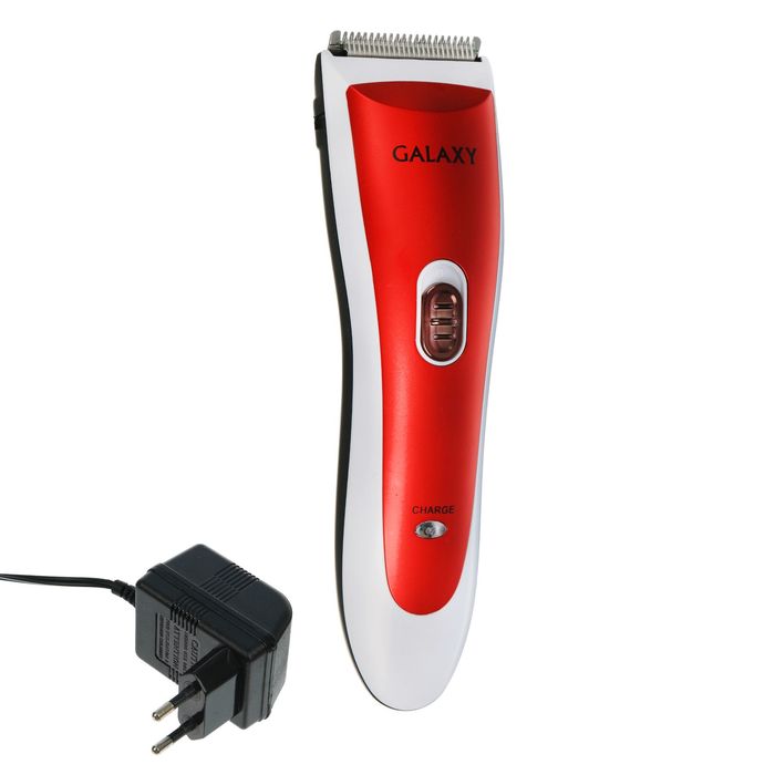 Машинка для стрижки Galaxy GL 4157, АКБ, 2 насадки, красная