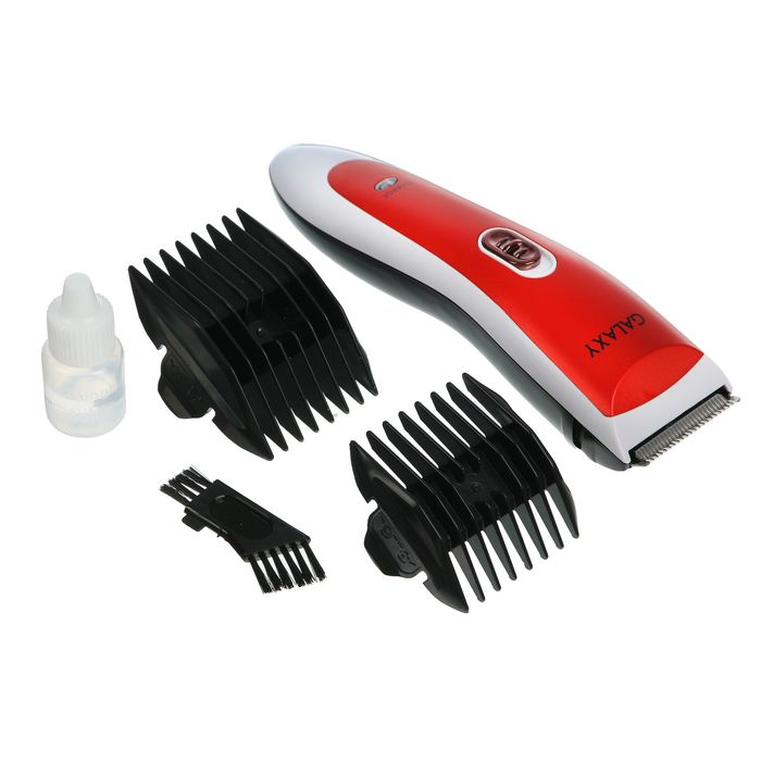Машинка для стрижки Galaxy GL 4157, АКБ, 2 насадки, красная