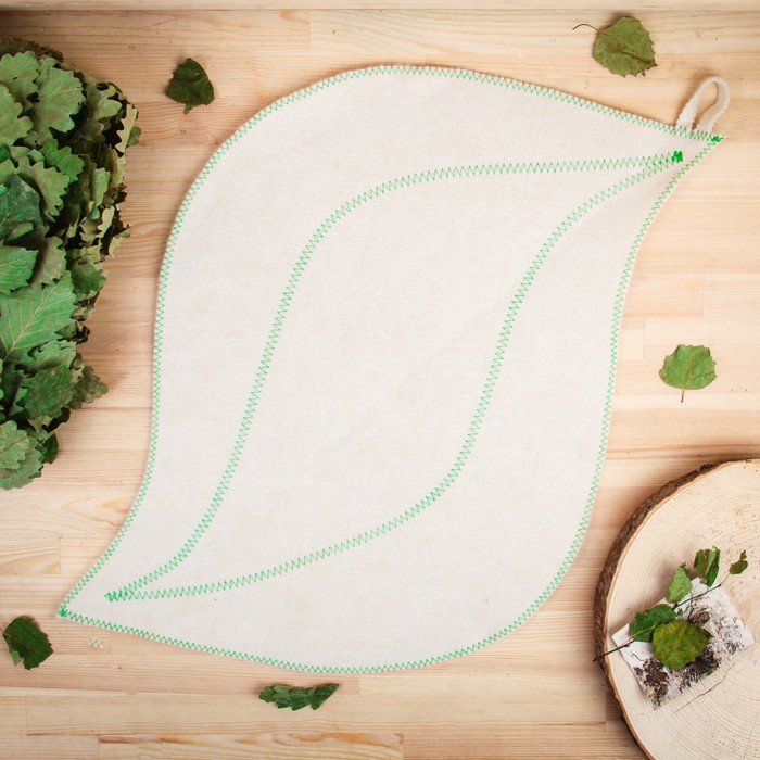 Коврик для бани "Листок", войлок, белый