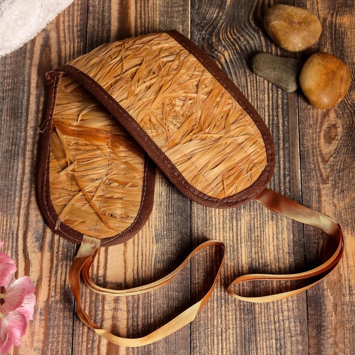 Мочалка банная с ручками лыковая (евро)