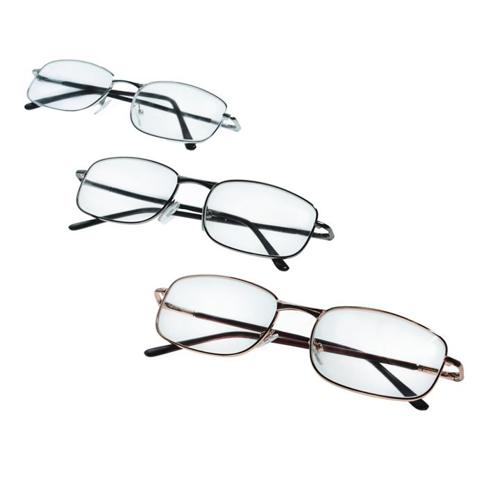 Очки "Прямоугольные" классические, оправа металл, линза пластик, отгибающаяся дужка, цвет МИКС -4