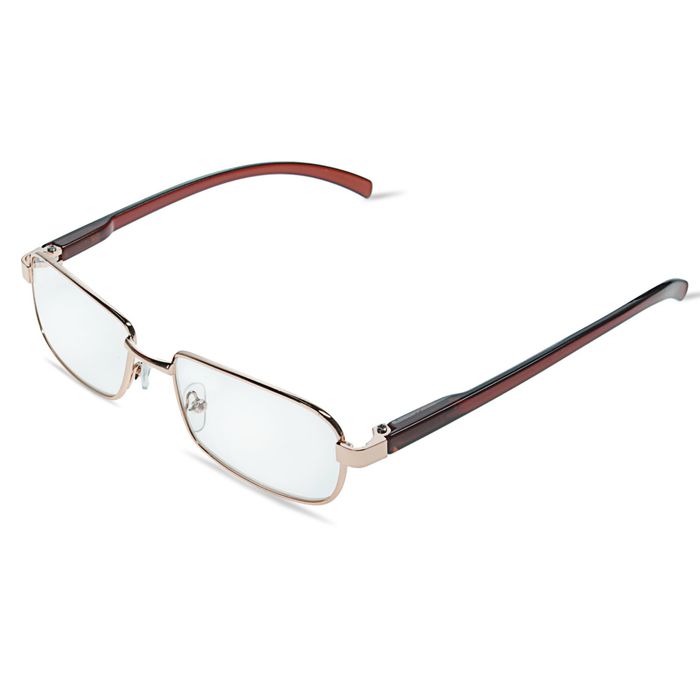 Очки "Прямоугольные" тонкая оправа металл, линза пластик, отгиб. дужка, цвет МИКС, +2 дптр