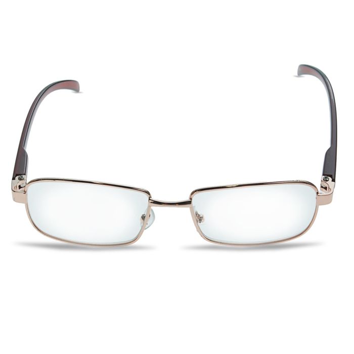 Очки "Прямоугольные" тонкая оправа металл, линза пластик, отгиб. дужка, цвет МИКС, +2 дптр