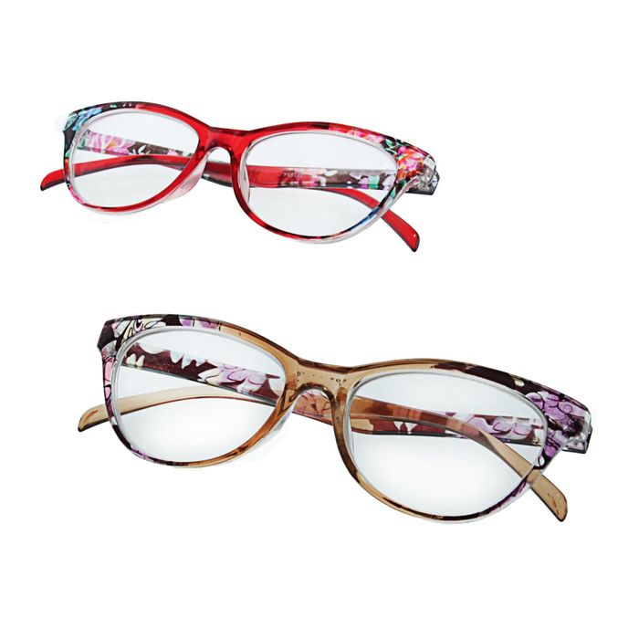 Очки "Кошачий глаз" с внутренним рисунком, оправа и линза пластиковые, неотгибающаяся дужка, цвет МИКС, -2