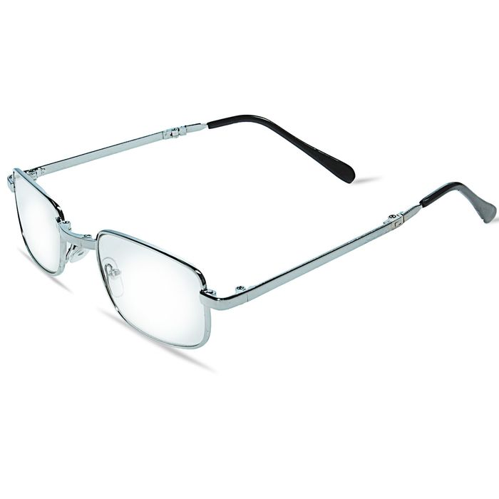 Очки "Прямоугольные" складные, оправа металл, линза пластик, цвет серебряно-чёрный, +1