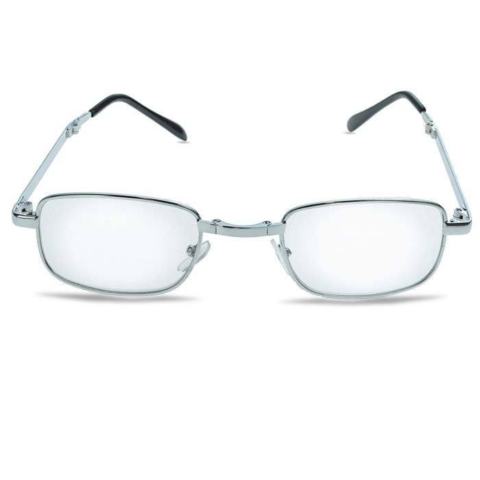 Очки "Прямоугольные" складные, оправа металл, линза пластик, цвет серебряно-чёрный, +1