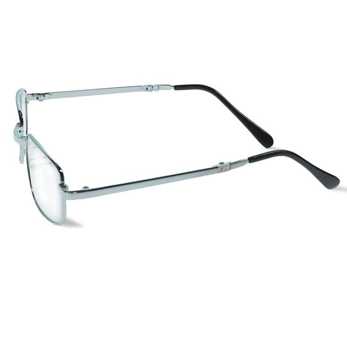 Очки "Прямоугольные" складные, оправа металл, линза пластик, цвет серебряно-чёрный, +1