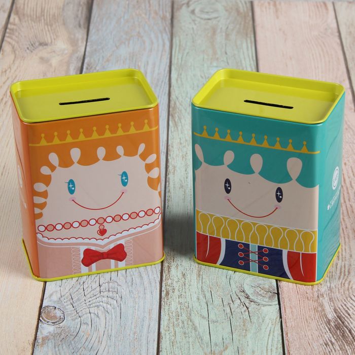 Копилка металл "Принц/Принцесса" МИКС 12,5х6,3х9,3 см