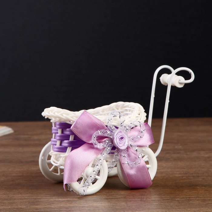 Корзина декоративная "Коляска с бантиком" МИКС 10,5х10,5х7,5 см