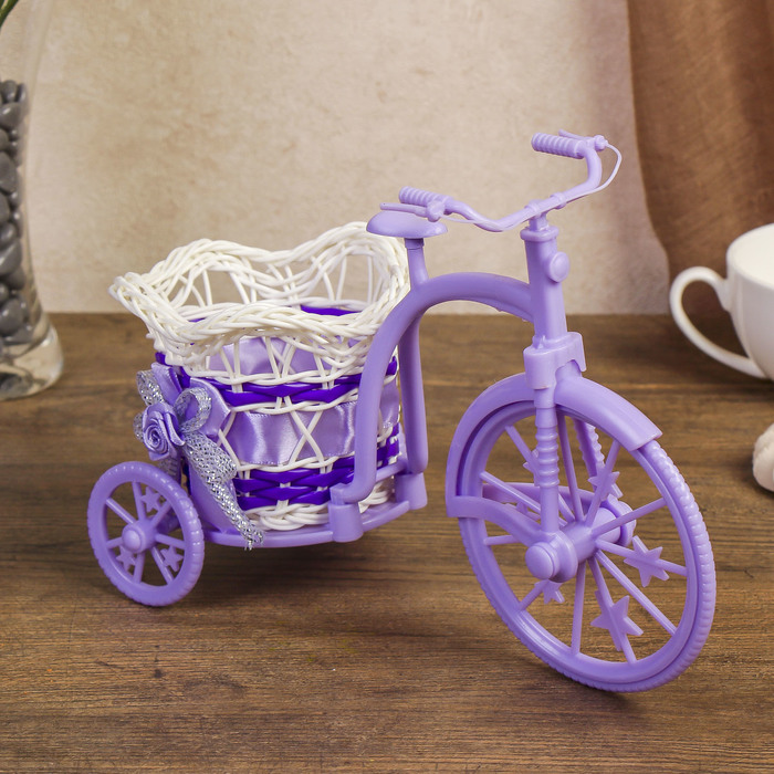 Корзина декоративная Велосипед цветной с корзиной-цветком МИКС 17,5х25х12 см