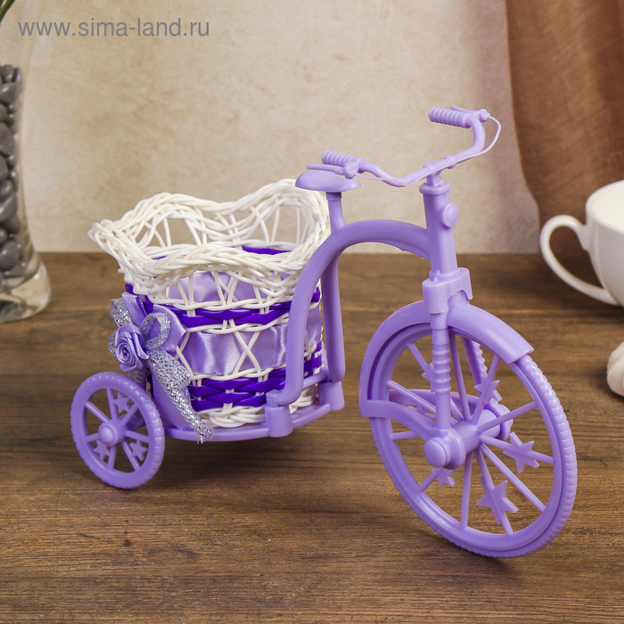 фото Корзина декоративная "велосипед цветной с корзиной-цветком" микс 17,5х25х12 см