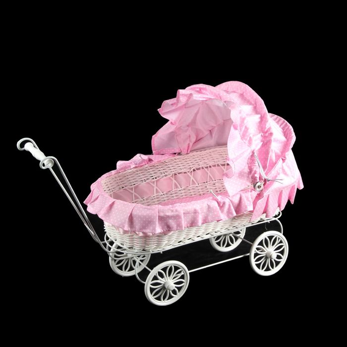 Корзина декоративная "Коляска в горошек" МИКС капюшон складывается 29х34х19,5 см