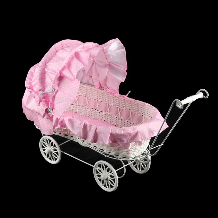 Корзина декоративная "Коляска в горошек" МИКС капюшон складывается 29х34х19,5 см