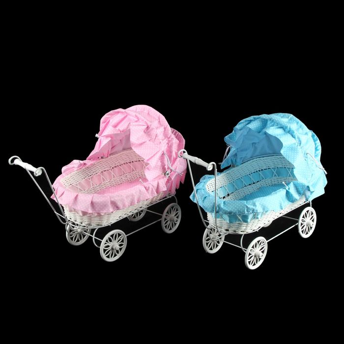 Корзина декоративная "Коляска в горошек" МИКС капюшон складывается 29х34х19,5 см