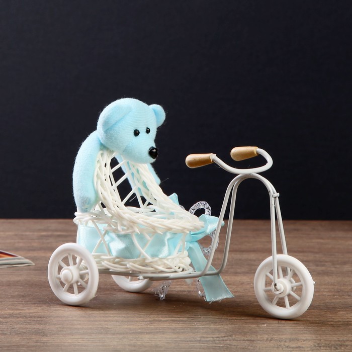 Корзинка декоративная "Мишка на велосипеде с кашпо" МИКС 15х12х7 см