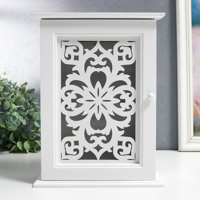 Ключница дерево "Узоры", белая 30х22,5х7 см