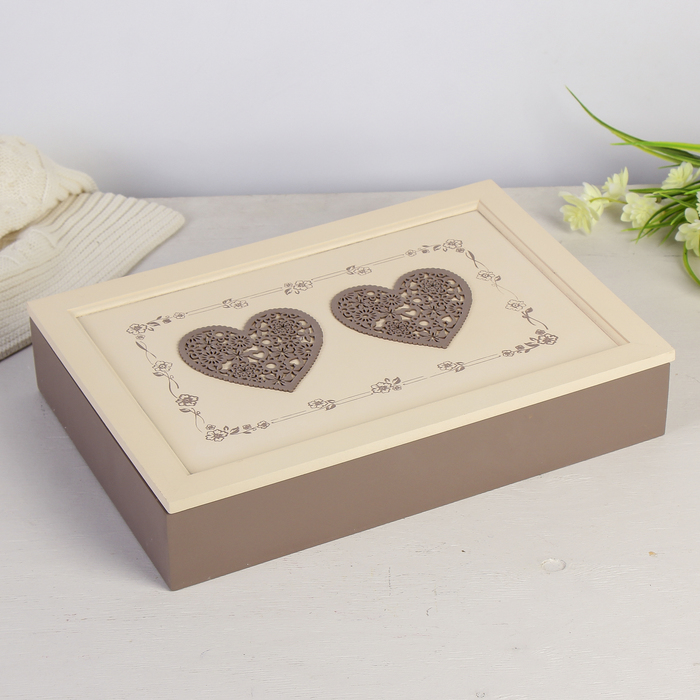 Шкатулка дерево "2 сердца" 7х25х36 см